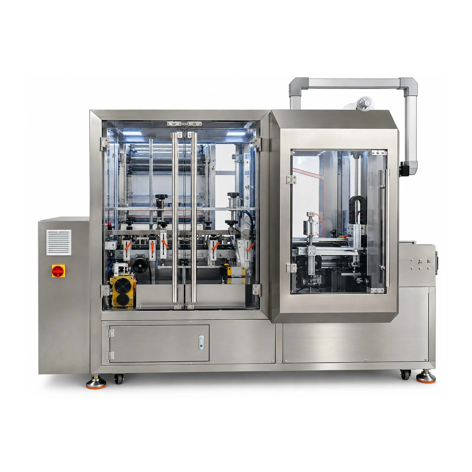 Encartuchadeira EDDL 3015 em vista frontal, com portas de inspeção, magazine de cartuchos e painel elétrico